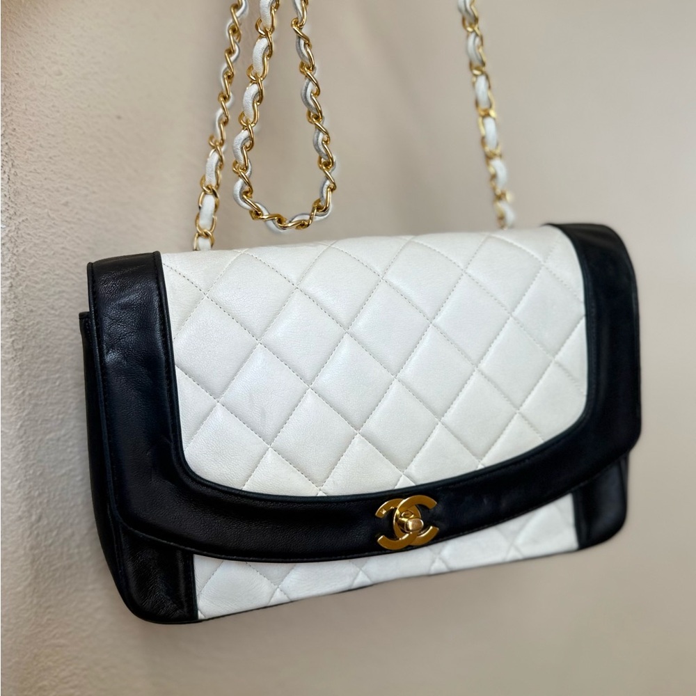 Chanel Bicolor Diana Black and White Quilted Bag Vintage